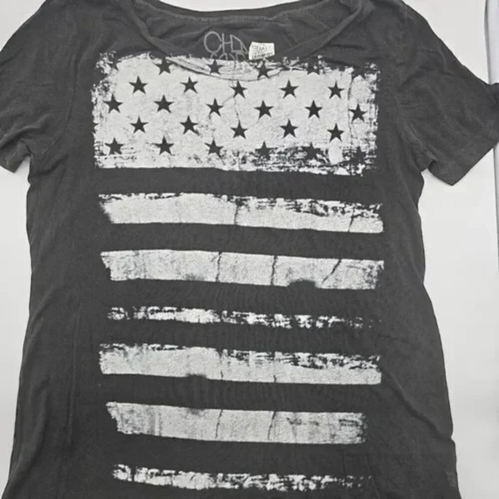 Chaser American Flag Slub Tee Gray Size L - Picture 10 of 11